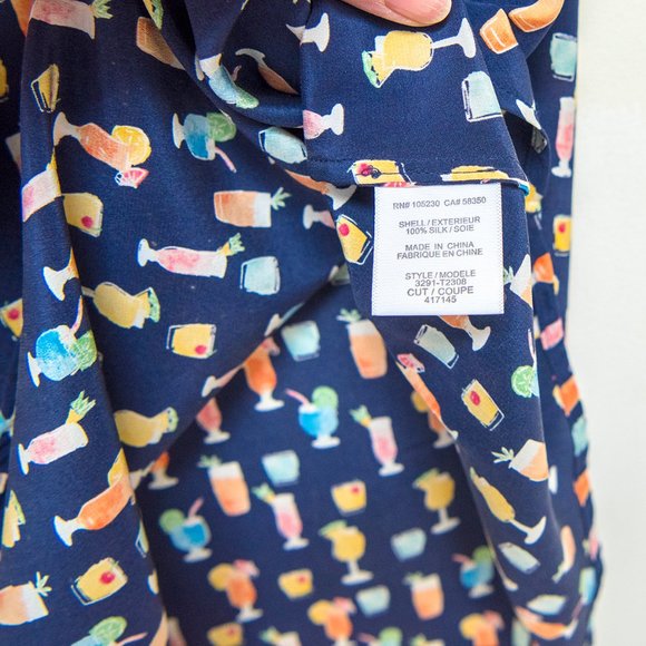 Joie Navy Cocktail Print 100% Silk Tank Top EUC Size XS - Picture 4 of 6